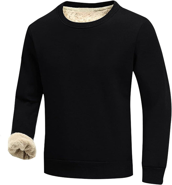 Schwarzer Herrenpullover mit Fleecefutter, warm, langärmelig, Wintermode, Baumwolle.