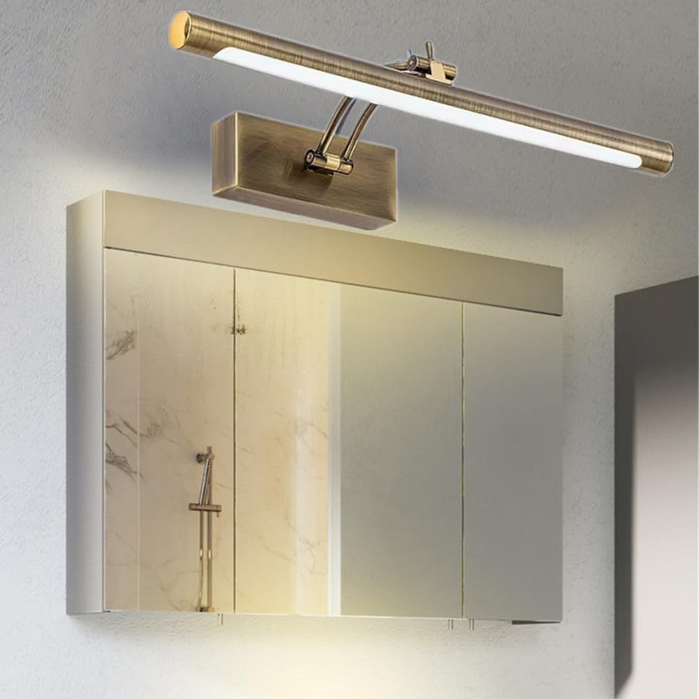 Svítící lampa s kulatým tubusem nad zrcadlovou skříňkou v koupelně 7