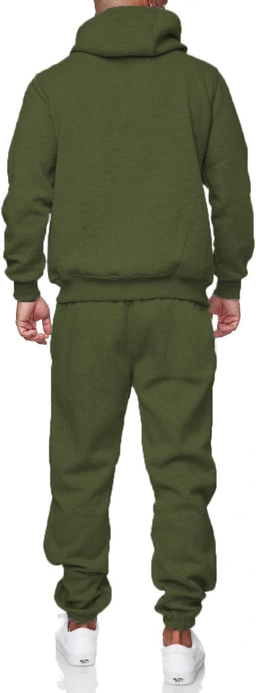 Grüner Herren-Trainingsanzug, Kapuzenpullover und Jogginghose, bequem, sportlich.