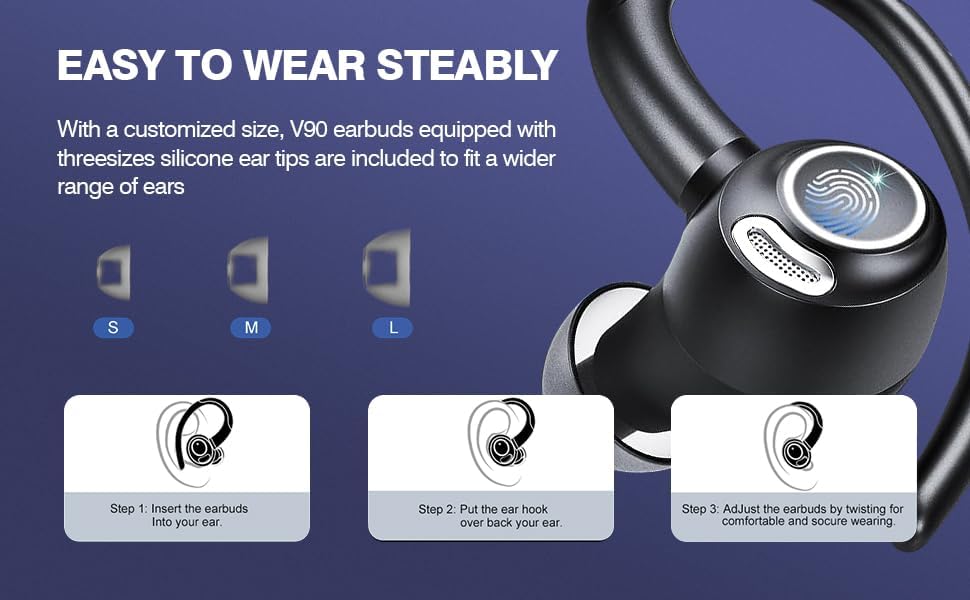 Bezdrátová sportovní sluchátka Bluetooth 5.3 s potlačením hluku a 48 hodinami přehrávání – Zeyora