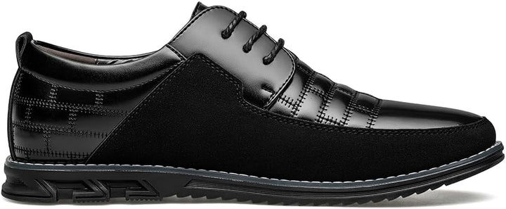 Schwarzer Herren-Lederschnürschuh, elegantes Design, rutschfeste Sohle, Business-Look.