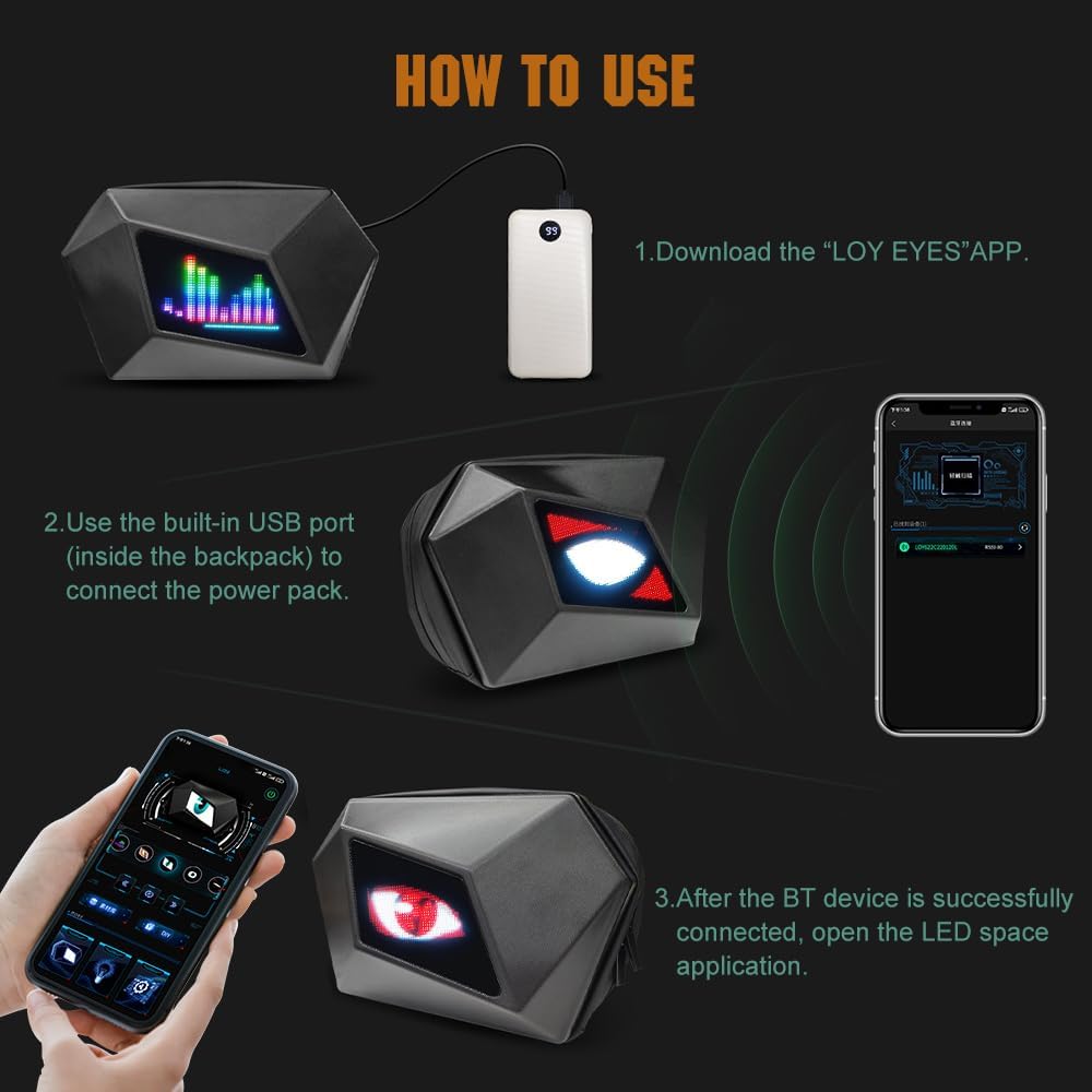 LED crossbody taška na motorku s programovatelným displejem – Nexora