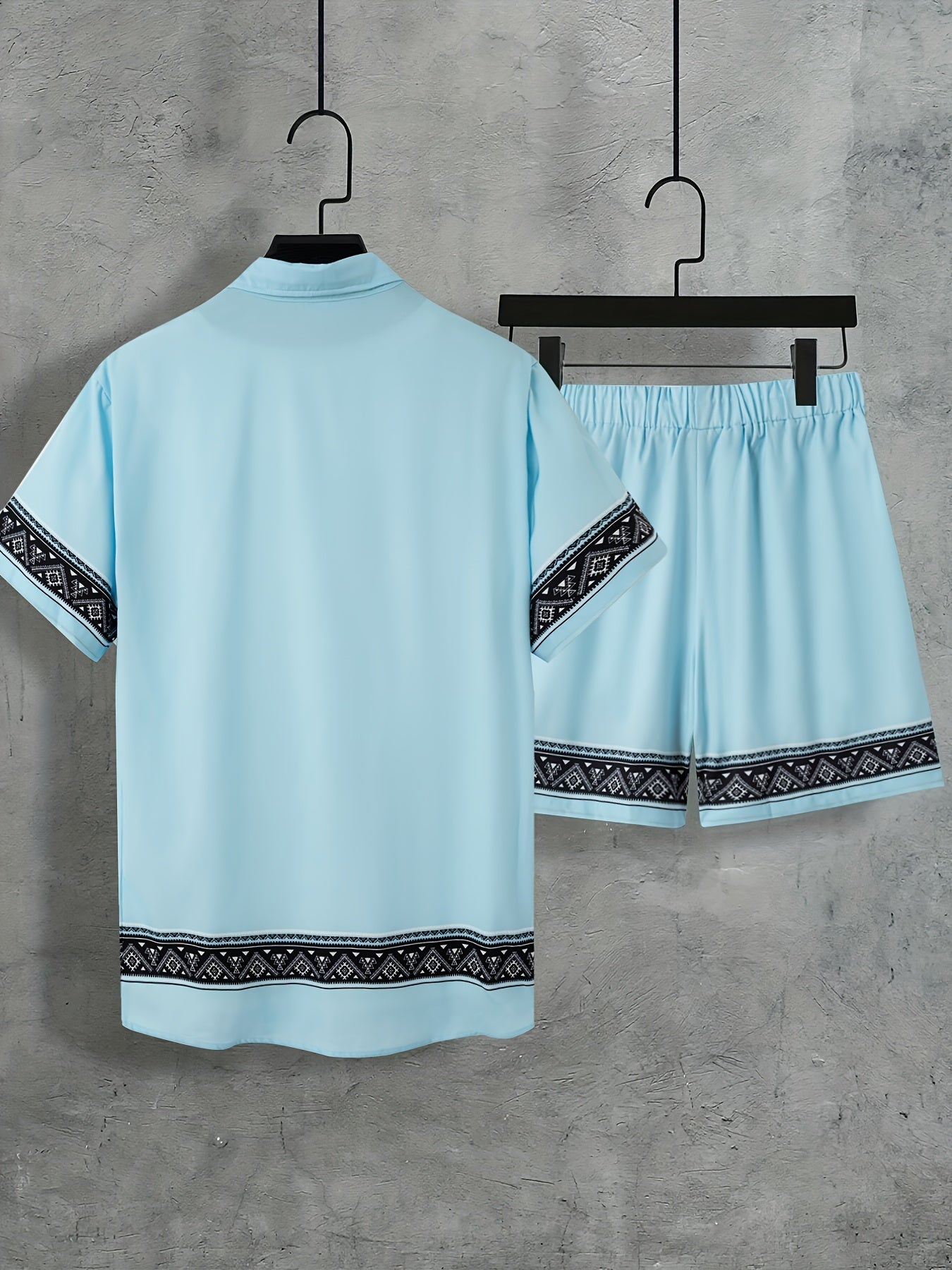 Boho letní set pánský dvoudílný košile a šortky uvolněný - Malik