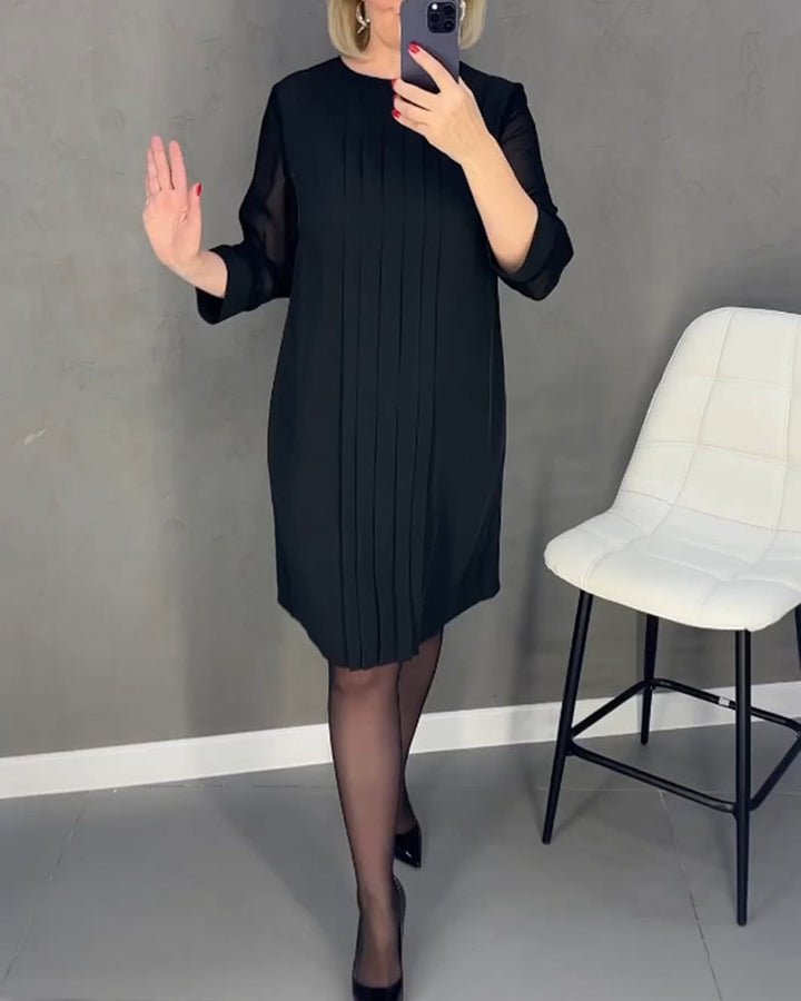 Elegantní podzimní šifónové šaty s detaily z jemné síťoviny – Gabrielle