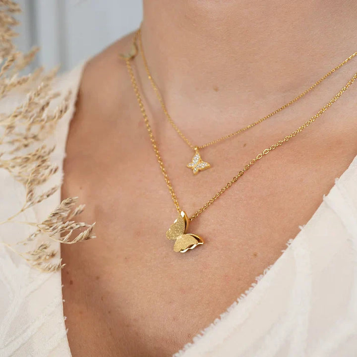 Goldene Schmetterlings-Halskette, Damen-Schmuck, zarte Kette, elegantes Design, modisch.