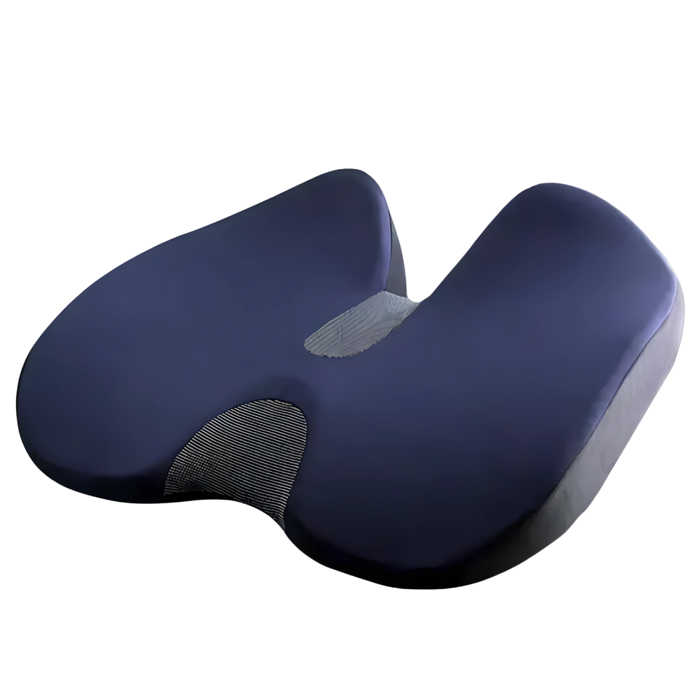Orthopädisches Sitzkissen, ergonomisch, dunkelblau, Memory-Schaum, für Bürostuhl und Auto.