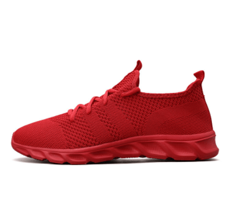 Roter Sportschuh aus Mesh, atmungsaktiv, rutschfeste Sohle, ideal für Laufen und Fitness.
