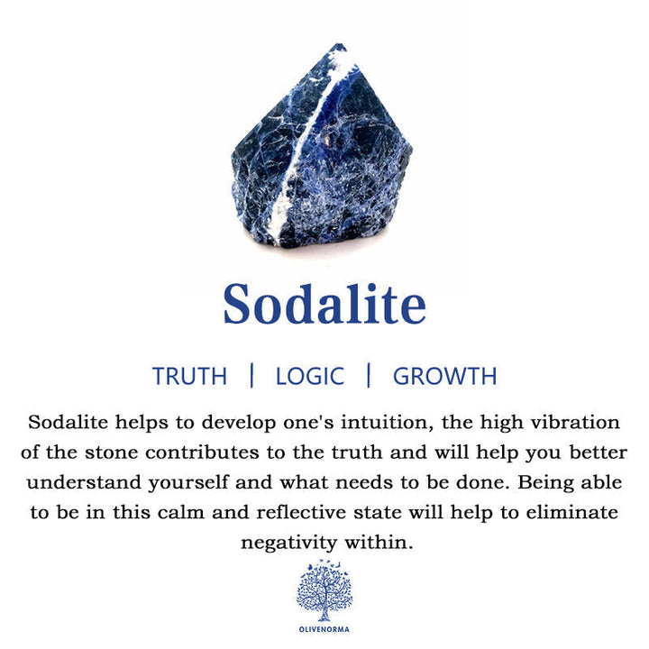 Sodalith Kristall, blau-weiß, fördert Intuition, Wahrheit, Wachstum, spiritueller Heilstein.