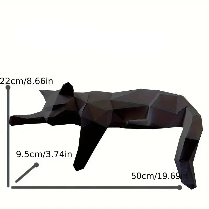 Schwarze geometrische Katzenfigur, 50cm, moderne Deko, polygonal, Wohnzimmerdekoration.
