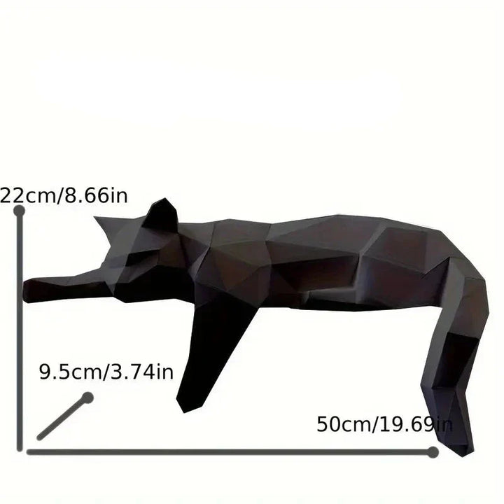 Schwarze geometrische Katzenfigur, 50cm, moderne Deko, polygonal, Wohnzimmerdekoration.