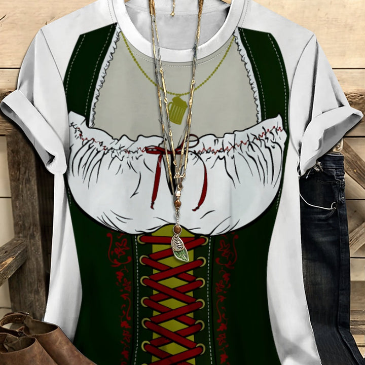 Dámské tričko s krátkým rukávem v dirndl stylu – Anna Oktoberfest 2025