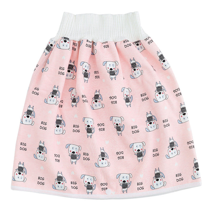 Rosa Kinderrock mit Hundeprint, 2-in-1, wiederverwendbar, für Training, Baumwolle.