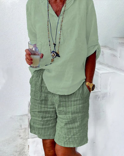 Pruhované dámské šortky z bavlny a lnu – Nina