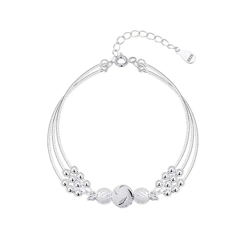 Silberarmband Damen, verstellbar, Kugeldesign, eleganter Schmuck, Geschenkidee, 925 Sterling Silber.