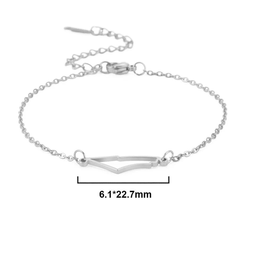 Silbernes Armband mit geometrischem Anhänger, verstellbar, minimalistisches Design, 6.1*22.7mm.