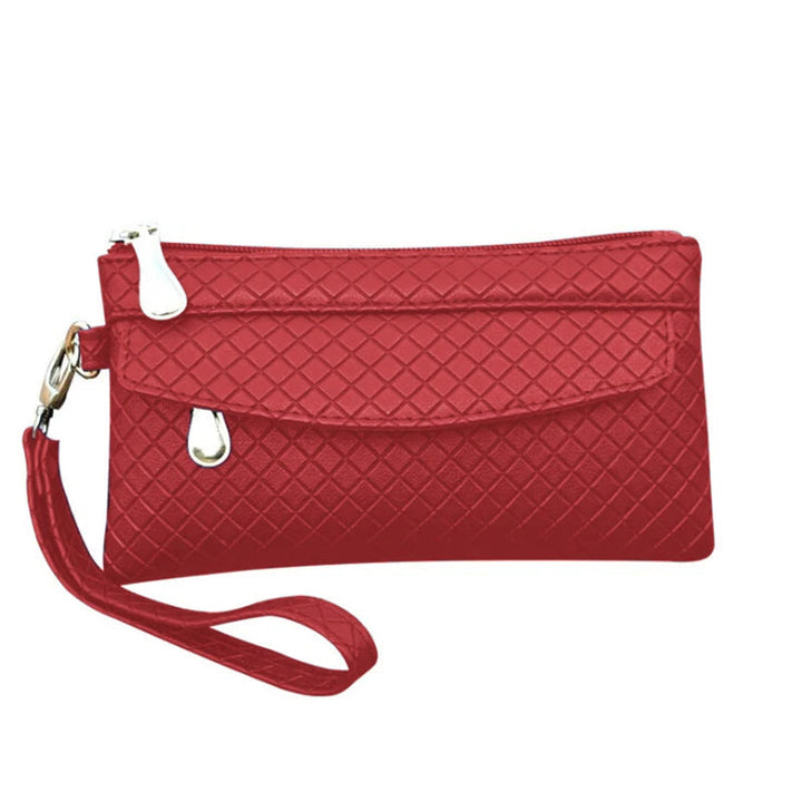 Rote Damenhandtasche mit Reißverschluss, Lederoptik, elegant, Clutch, Abendtasche.