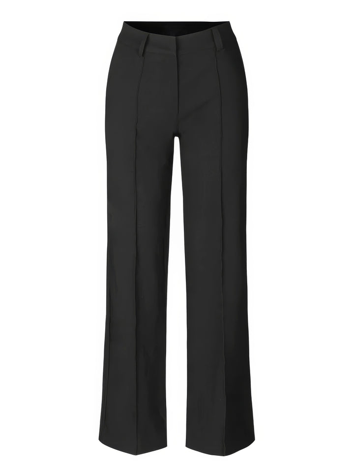 Schwarze Damenhose, gerade geschnitten, elegant, aus Baumwolle, ideal für Büro und Freizeit.
