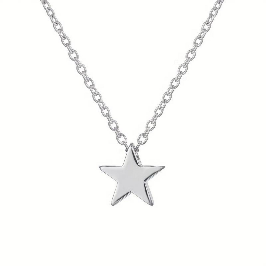 Silberne Stern-Halskette, minimalistisches Design, modisches Schmuckstück für Damen.