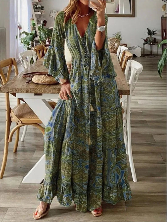 Boho-maxi šaty s volným střihem a detaily – Amira