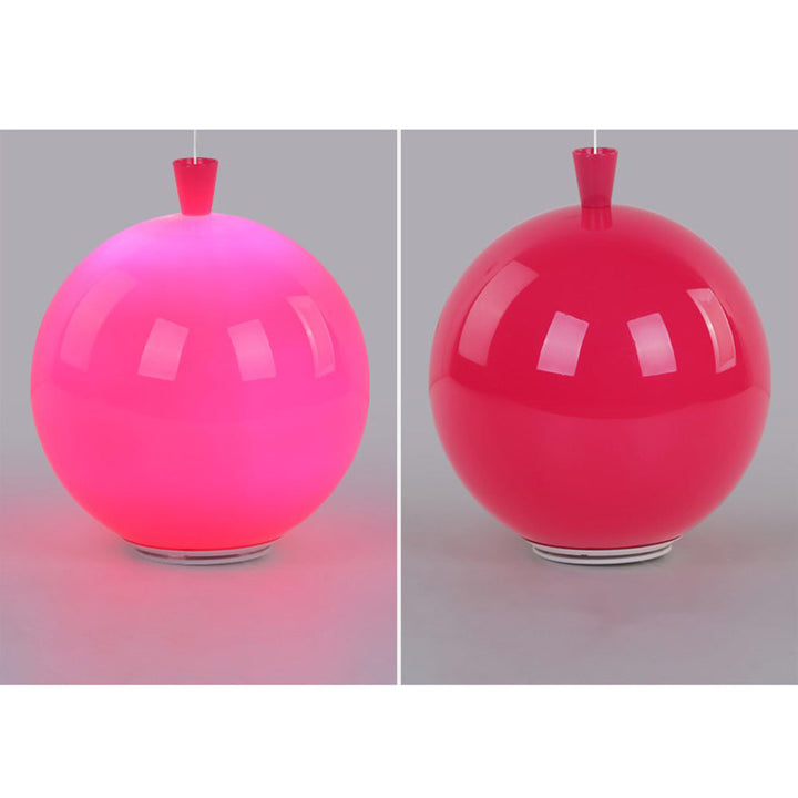 Runde rosa Hängelampe, modernes Design, Kunststoff, LED-Beleuchtung, Inneneinrichtung.