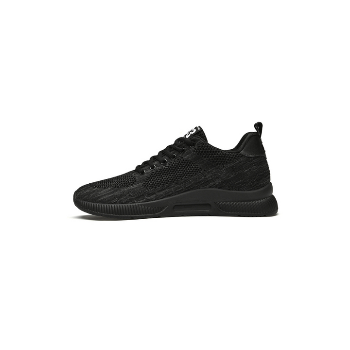 Schwarzer Sneaker aus Mesh, atmungsaktiv, sportlich, ideal für Freizeit und Fitness.