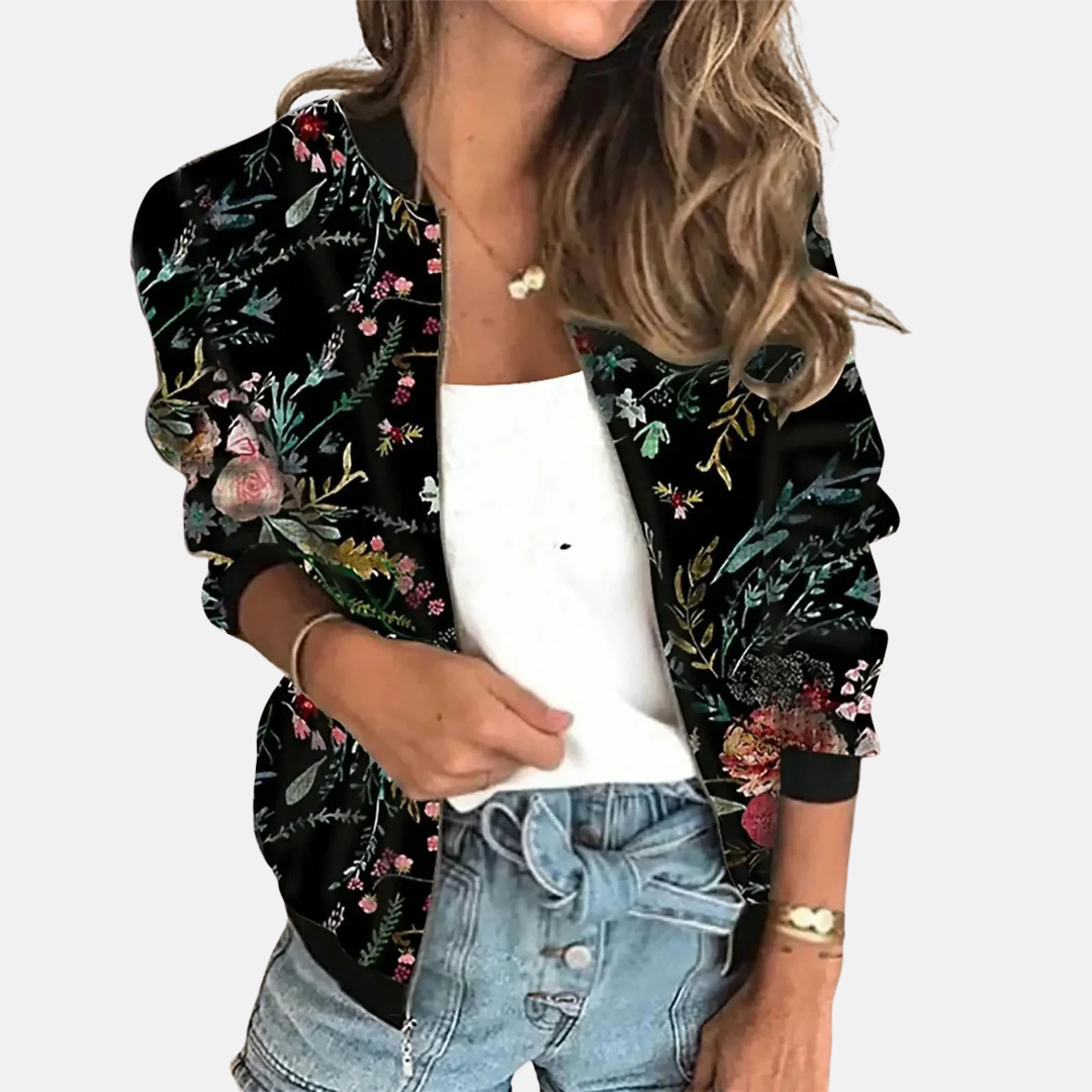 Dámský retro bomber s podzimním potiskem – Zoë