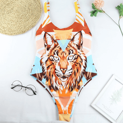 Stylový jednodílný plavky s animal printem pro ženy - WildWelle