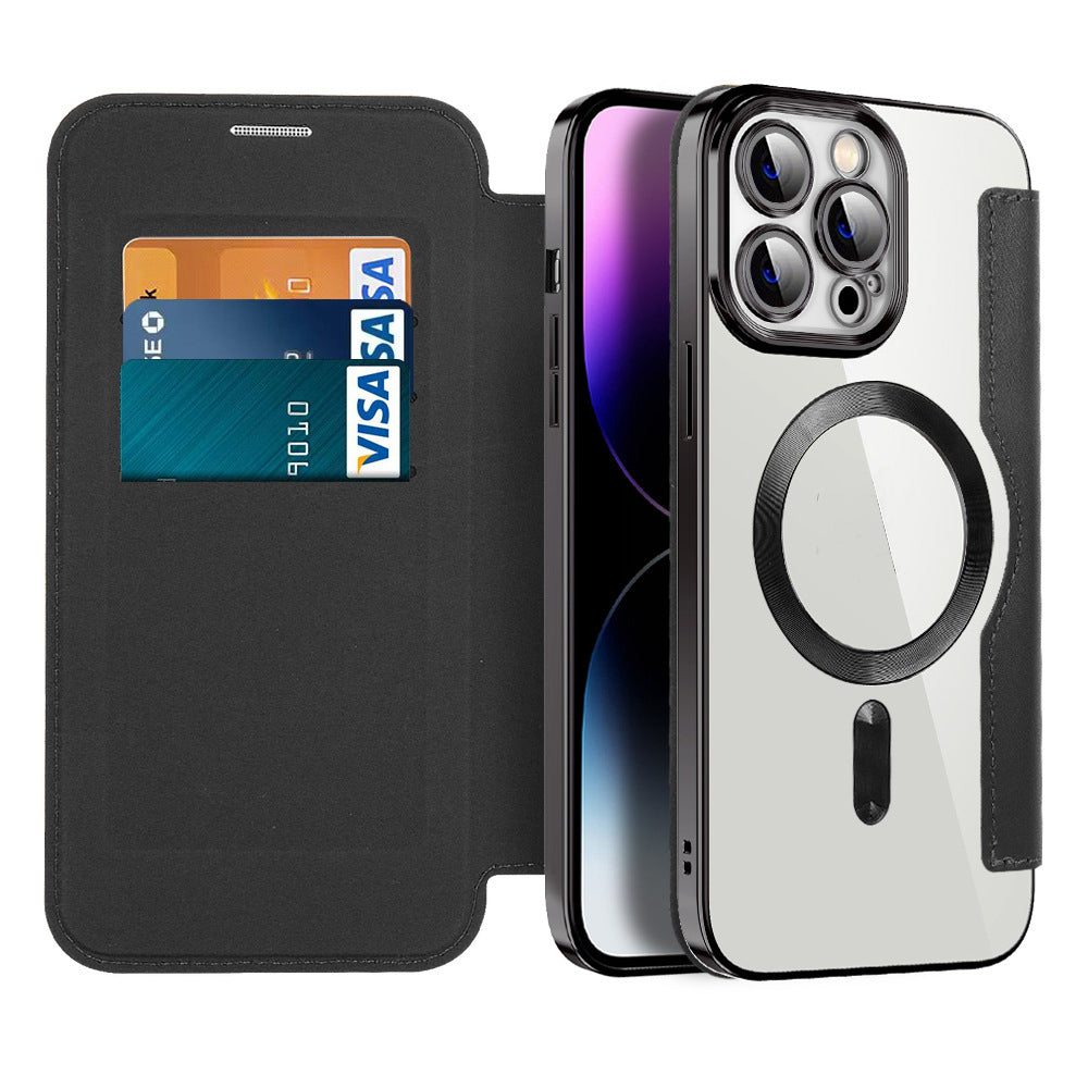 Kožené flipové pouzdro s magnetickou adsorpcí a RFID ochranou – Valtrix (1+1 ZDARMA)