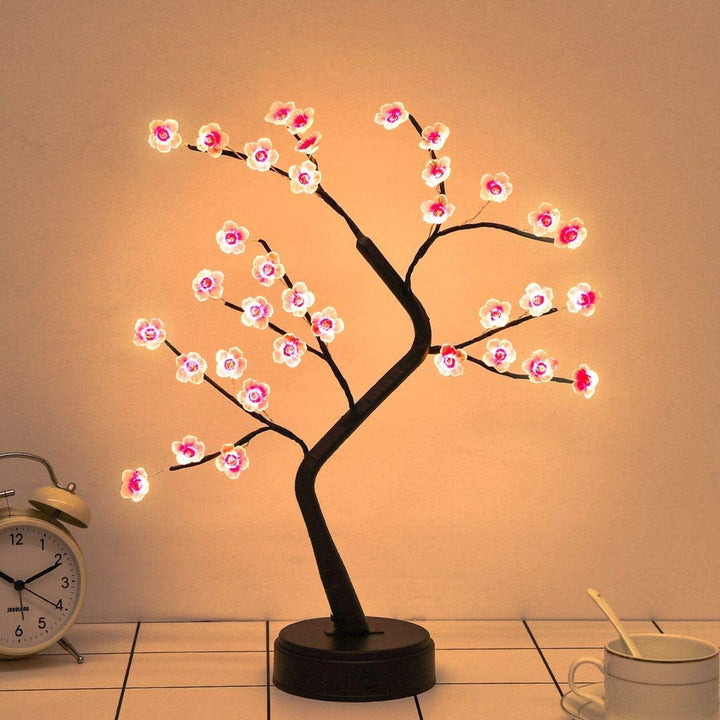 LED Kirschblütenbaum Lampe, warmweiß, dekorative Tischleuchte, Schlafzimmer, Wohnzimmer, modern.