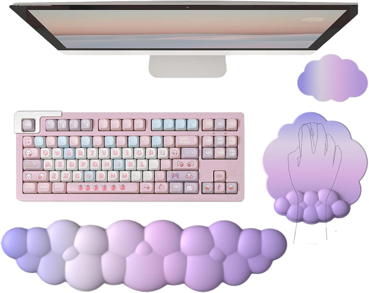 Ergonomická opěrka zápěstí ve tvaru mráčku s podložkou pod myš a podtáčkem – Zeyora