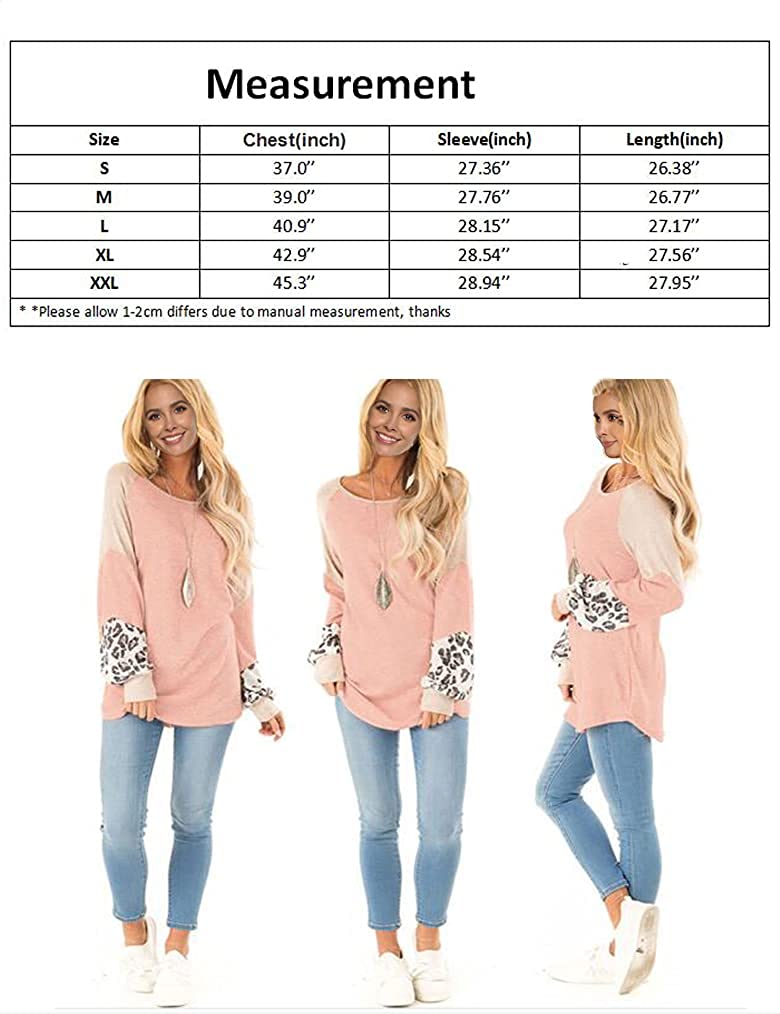 Damen-Pullover rosa mit Leopardenmuster-Ärmeln, lässig, langärmelig, Mode, Herbst.