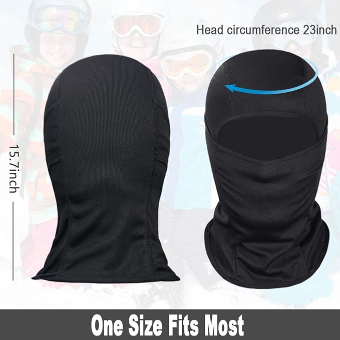 Schwarze Sturmhaube, atmungsaktiv, winddicht, für Outdoor-Sportarten, Einheitsgröße.