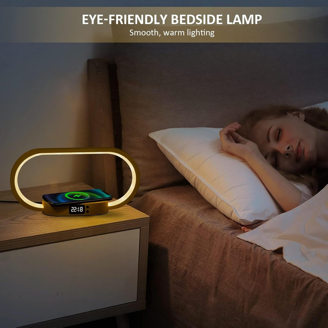 Kabelová lampa s bezdrátovým nabíjením a hodinami – Lumora