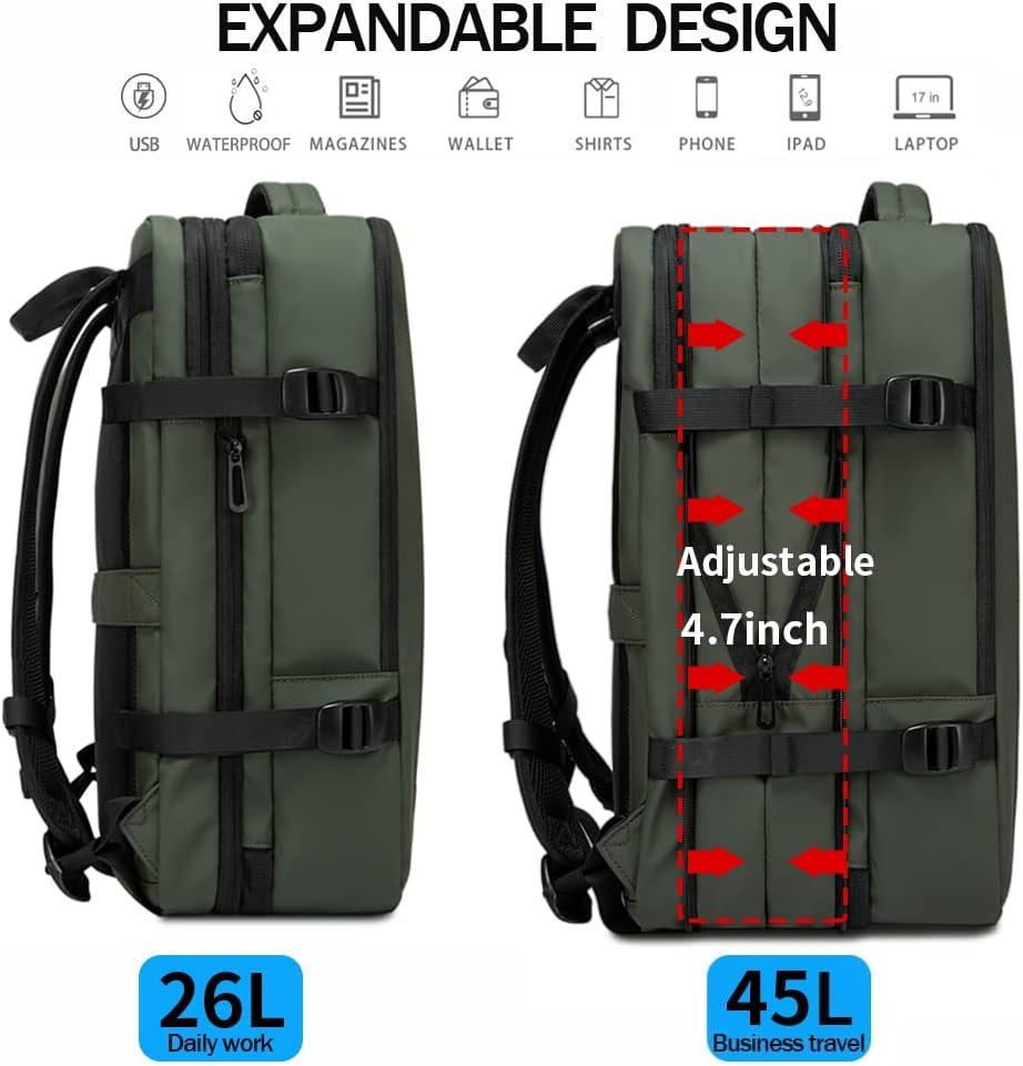 Rozšiřitelný vodotěsný cestovní batoh 26–45 l s přihrádkou na notebook a možností přeměny na duffle tašku.