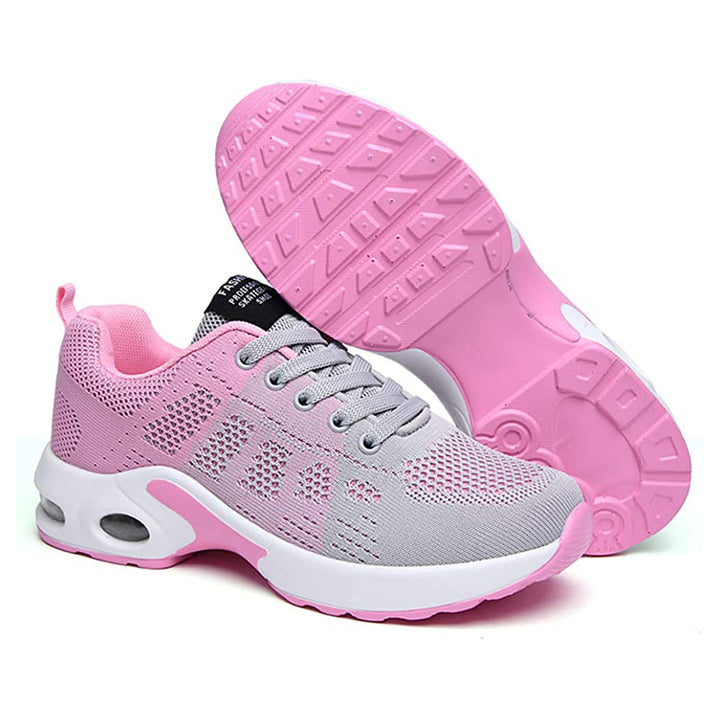 Graue und rosa Damen-Sneaker, atmungsaktiv, rutschfest, Sportschuhe.