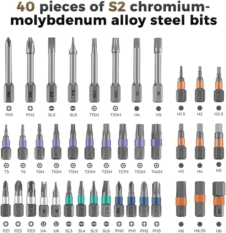 42 v 1 magnetická sada šroubováků – přesná opravárenská sada s bity a rukojetí – Fixaro