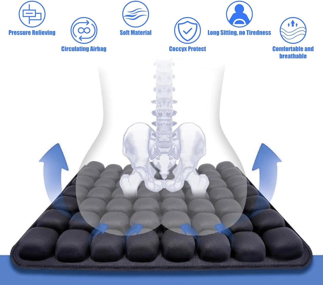 Nafukovací cestovní polštář s ergonomickým odlehčením tlaku – AirComfort