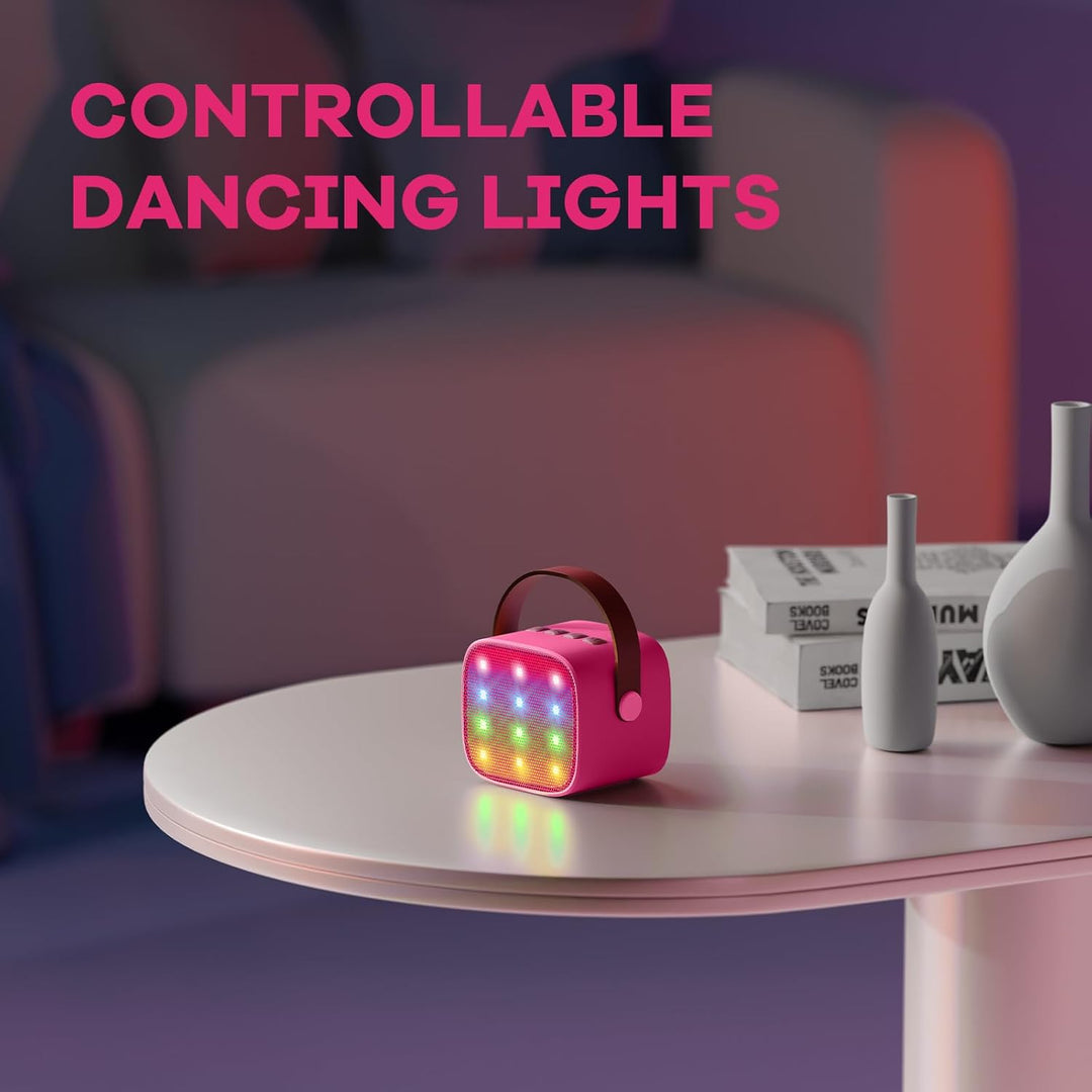 Přenosný mini karaoke přístroj s Bluetooth reproduktorem a 2 bezdrátovými mikrofony – Veylo