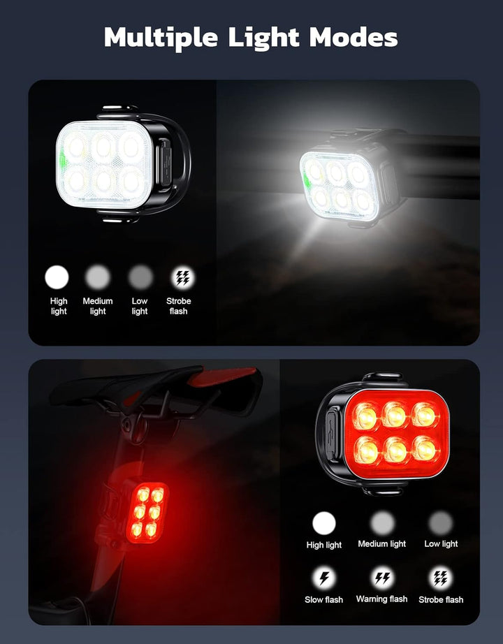 Ultra tenká USB dobíjecí sada cyklistických světel s 4+6 režimy – SlimBeam