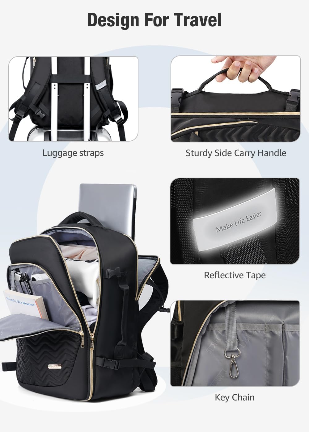 40 l cestovní trolley vhodný do letadla s 6 balicími kostkami a přihrádkou na notebook