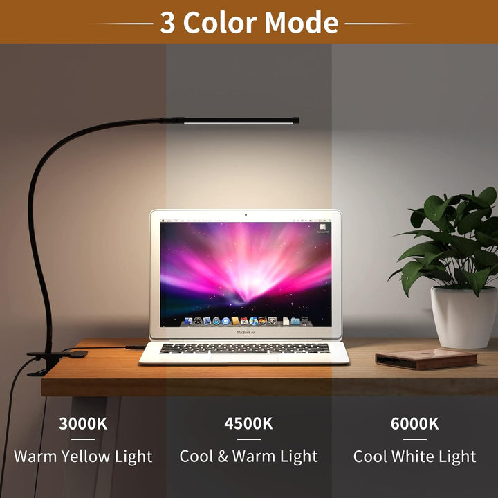 Klipová stolní lampa se 77 LED, s USB napájením a ohebným husím krkem – Serava