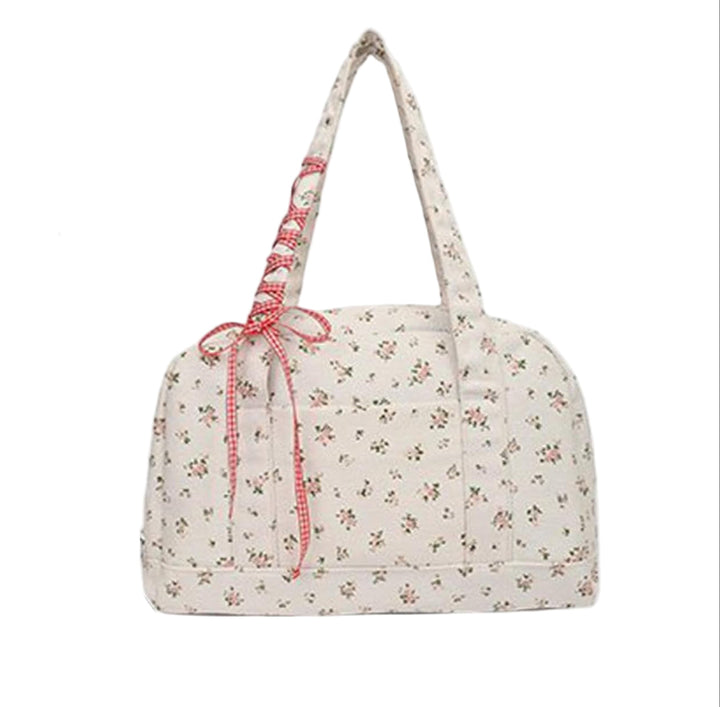 Bow Duffle Bag – Velká plátěná víkendová taška s detailem stuhy – Floria