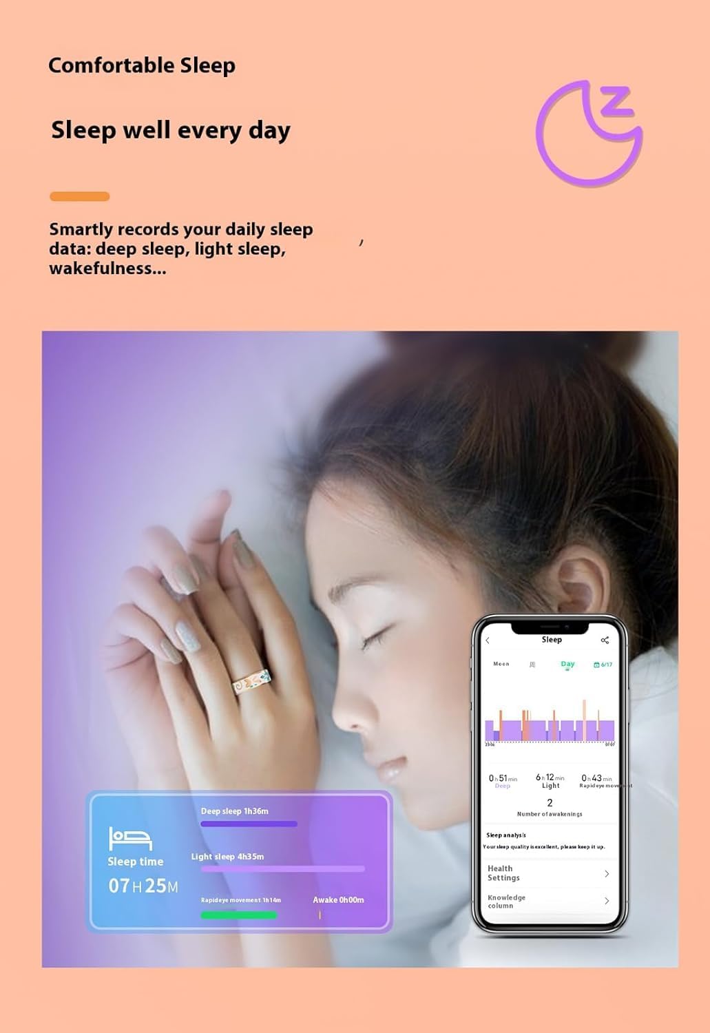 Chytrý smaltovaný wellness prsten – fitness a spánkový tracker pro iOS & Android – Aurina