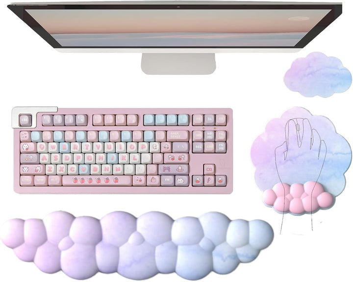 Ergonomická opěrka zápěstí ve tvaru mráčku s podložkou pod myš a podtáčkem – Zeyora