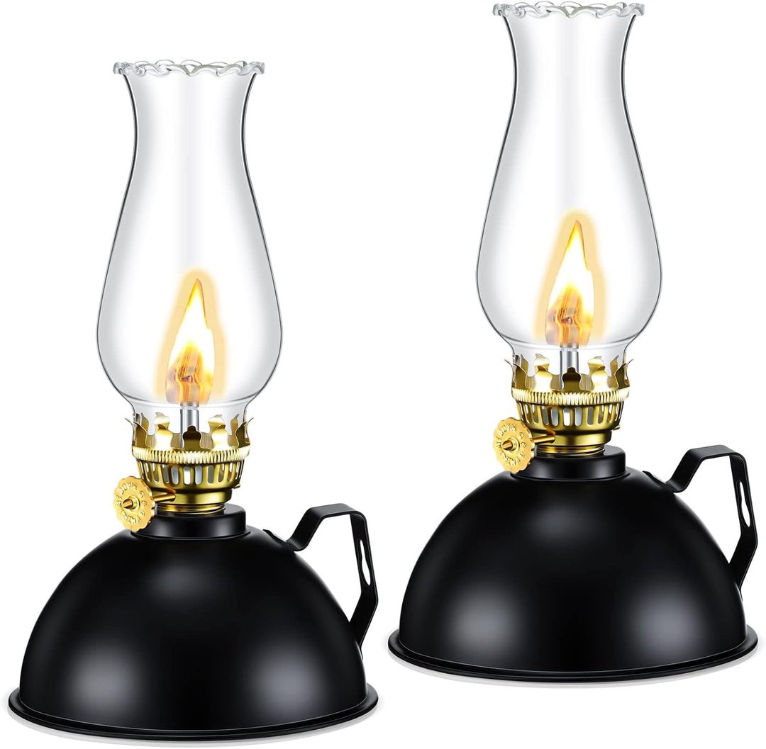 Sada 2 skleněných a kovových olejových lamp ve vintage stylu – Ardin
