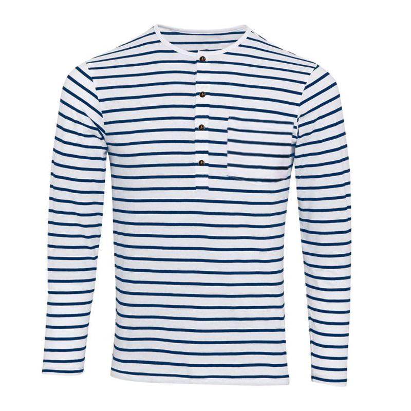 Pruhované Henley tričko s dlouhými rukávy – Dorian