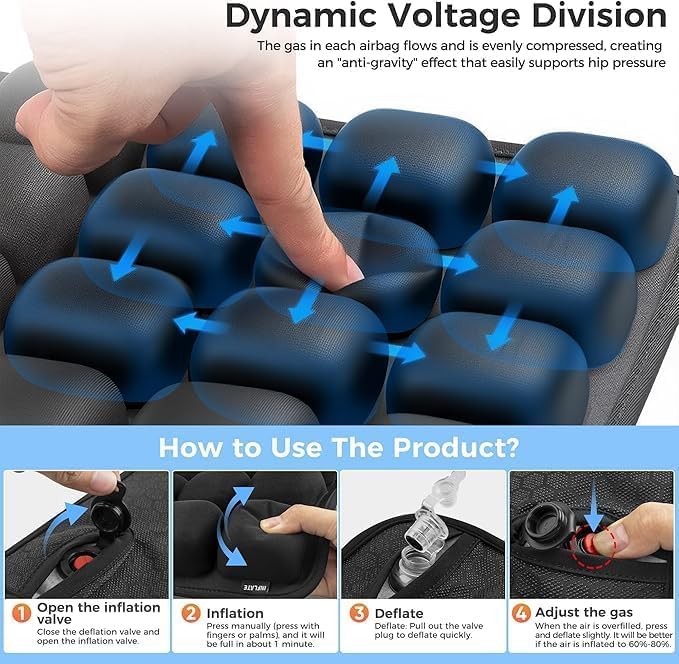 Nafukovací cestovní polštář s ergonomickým odlehčením tlaku – AirComfort