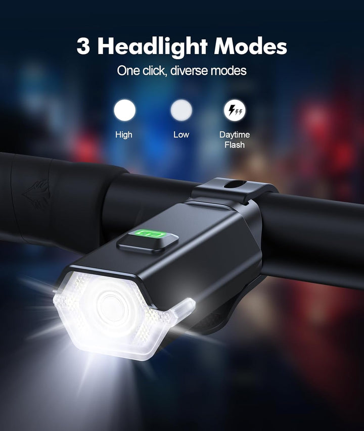 Dobíjecí sada světel pro kolo s 3+6 režimy a bočním osvětlením – RoadBeam