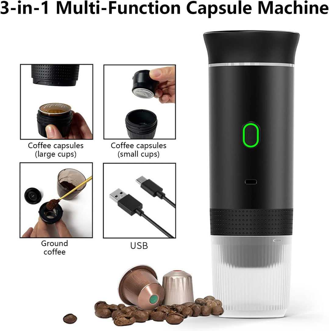Přenosný 3v1 espresso kávovar s dobíjecím akumulátorem – Raverno