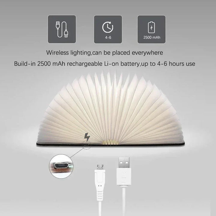Skládací knižní lampa s teplým LED světlem - StoryGlow